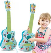 Playos® - Ukulele - Peuters - Voertuigen - Blauw / Groen - met Plectrum - Kindergitaar - Speelgoedinstrument - Muzikaal Speelgoed
