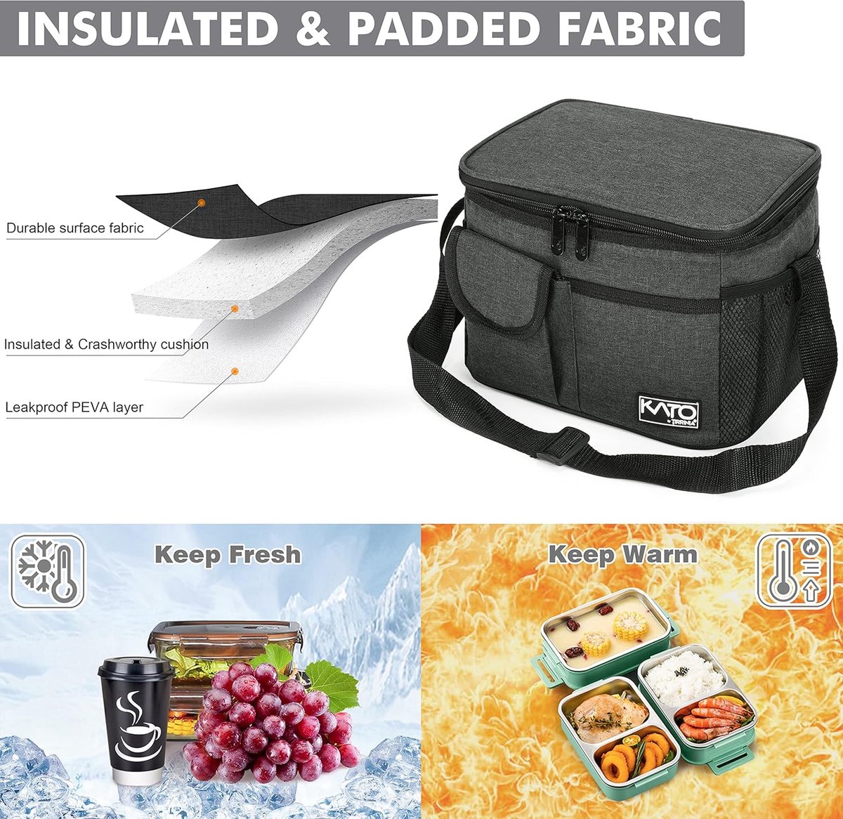 HELDENWERK Grote koeltas, opvouwbaar, geïsoleerde koelbox, thermotas, lekvrij en waterdicht, picknicklunchtas, ontbijttas, thermotas, isoleertas
