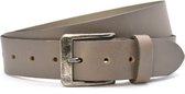 Timbelt leren riem grijs - 100% nerfleder - Heren riem / dames riem - jeansriem met zwarte gesp - Riemmaat 115 - totale lengte riem 130 cm