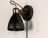 Lumidora Wandlamp 74462 - Voor binnen - RITA - E14 - Zwart - Roodkoper - Metaal