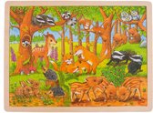 Houten Puzzel - Baby dieren in het bos - bos puzzel - 96 stukjes - forest - herfst - houten speelgoed - vanaf 3 jaar
