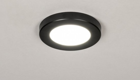 Lumidora Opbouwspot 73931 - PANEL - Ingebouwd LED - 6.5 Watt - 400 Lumen - 2700 Kelvin - Zwart - Kunststof - Badkamerlamp - ⌀ 12 cm