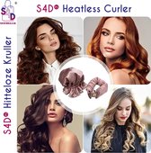 S4D® - Heatless Curls - Krulspelden - Krullen Zonder Hitte - Haarrollers - Overnight Curls - 4 Delige Set - Paars