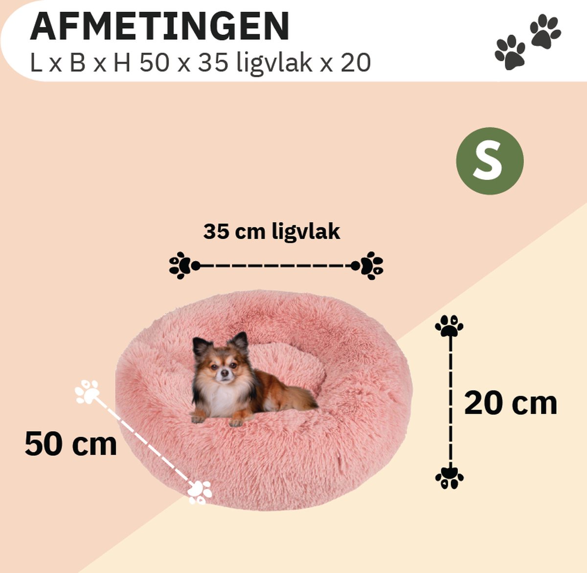 Donut Hondenmand - Kattenmand - Maat S - 50cm (ligvlak van 35cm) - Roze -Fluffy en Wasbaar thumbnail 6