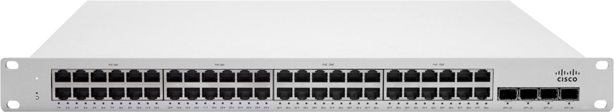 Cisco MS225-48LP-HW, Managed, L2, Gigabit Ethernet (10/100/1000), Power over Ethernet (PoE), Rack-montage, 1U