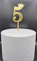 Taarttopper - Cijfer Large (17 cm) - vijf - 5 - Taartdecoratie - Cake Topper - getal - voor leeftijd: 15 / 25 / 35 / 45 / 50 / 51 / 52 / 53 / 54 / 55 / 56 / 57 / 58 / 59 / 65 / 75 / 85 / 95