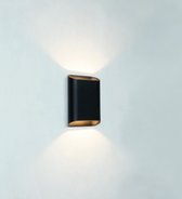 Wandlamp Diaz-S Zwart - hoogte 15cm - LED 2x3W 2700K 2x30lm - IP54 - Dimbaar > wandlamp binnen zwart | wandlamp buiten zwart | wandlamp zwart | buitenlamp zwart | muurlamp zwart | led lamp zwart | sfeer lamp zwart