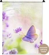 Wandkleed - Wanddoek - Lavendel - Vlinder - Bloemen - 60x80 cm - Wandtapijt