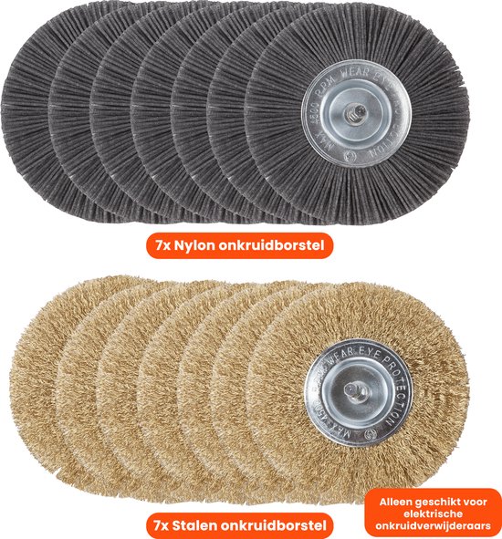 Foto: Universele borstelset voor elektrische onkruidborstel set van 7 onkruidverwijderaar onkruidverdelger stalen en nylon borstel 11cm voegenborstel grastrimmer