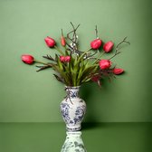 Seta Fiori - Real Touch tulpen - 10 stuks - Tulpen boeket - 45cm - Fel roze -