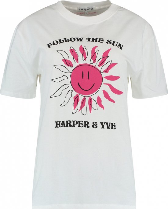 Harper & Yve T-shirt SMILEY Cream White - Maat XS