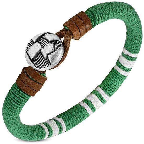 Montebello Armband Cas Green - Leer - Touw - 8mm - 22cm
