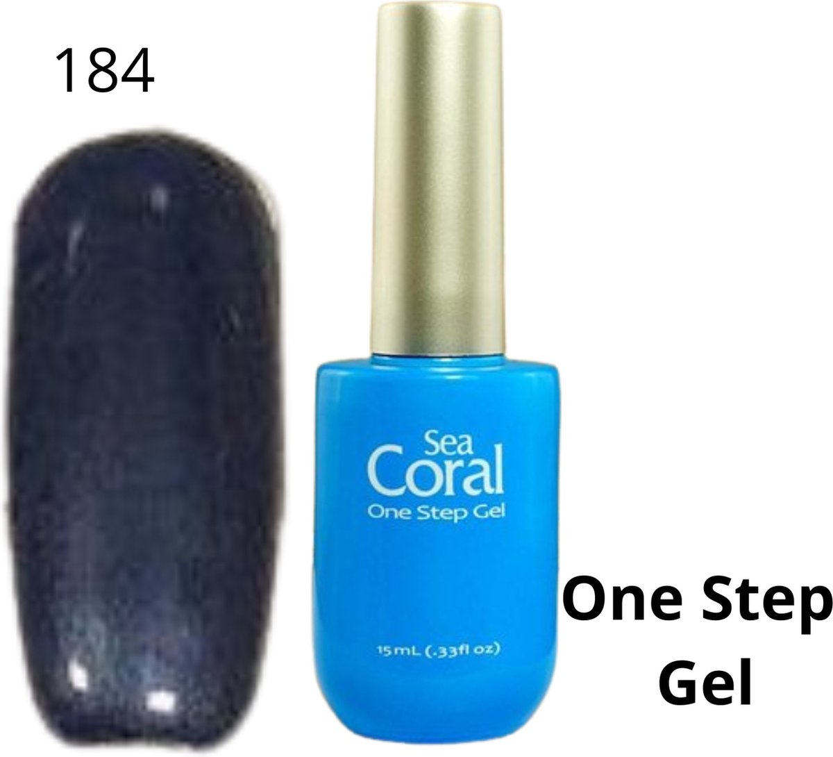 SeaCoral One Step No Wipe Gellak, Gel Nagellak, GelPolish, zónder kleeflaag, UV en LED, kleur 184