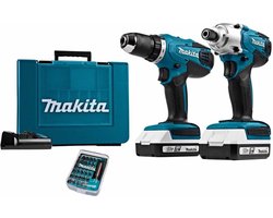 Makita combi kit DK18354X1 – Accuboor & slagschroefmachine – incl. 2 accu’s + bitsetje 31-delig