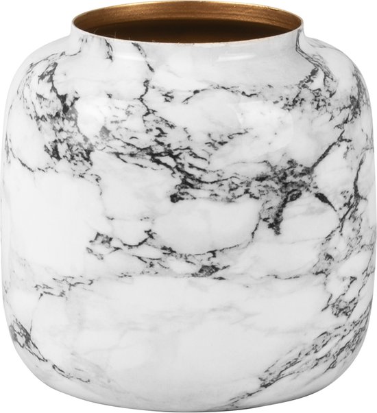 Present Time Vaas Marble Look - Wit - 19,5x19,5x19,5 cm - Modern,Scandinavisch