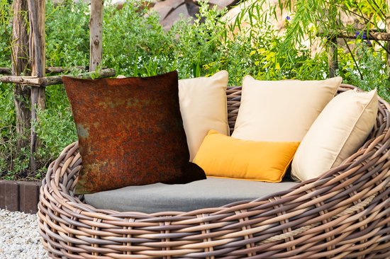 Coussin d'extérieur résistant aux intempéries - Rouille - Vintage - Acier - 50x50 cm