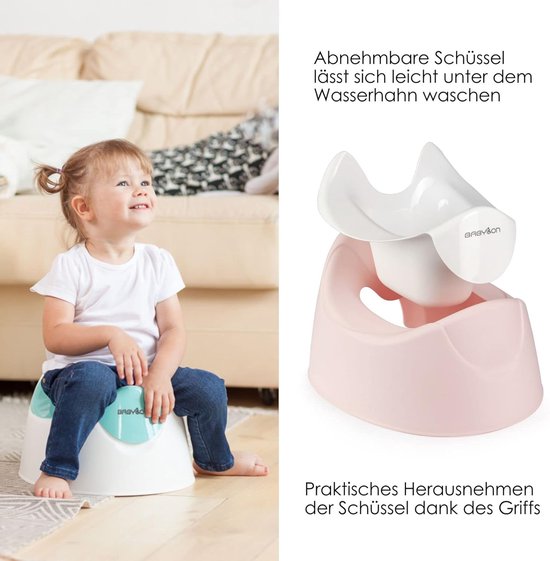 BABYLON Kinderpotje met deksel Premier, kindertoiletten met uitneembare kom, groot kindertoilet, nachtpot voor kinder/wc-bril, kinderpotje vanaf 1 jaar, babyaccessoires Grijs