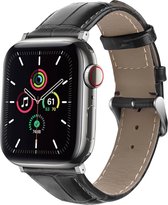 iMoshion Lederen krokodil bandje geschikt geschikt voor Apple Watch Series 1 / 2 / 3 / 4 / 5 / 6 / 7 / 8 / 9 / SE / Ultra (2) - 42 / 44 / 45 / 49 mm - Zwart