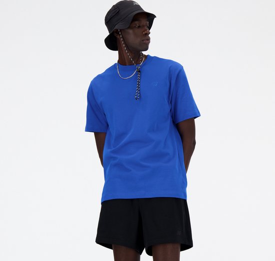 New Balance NB Athletics Cotton T-Shirt Heren T-shirt - Blauw OASIS - Maat L