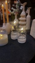 Realistische Led kaarsen set van 2 - Olielamp met LED verlichting - Led kaars in glas - wit - Kaars op batterij - Gelkaars