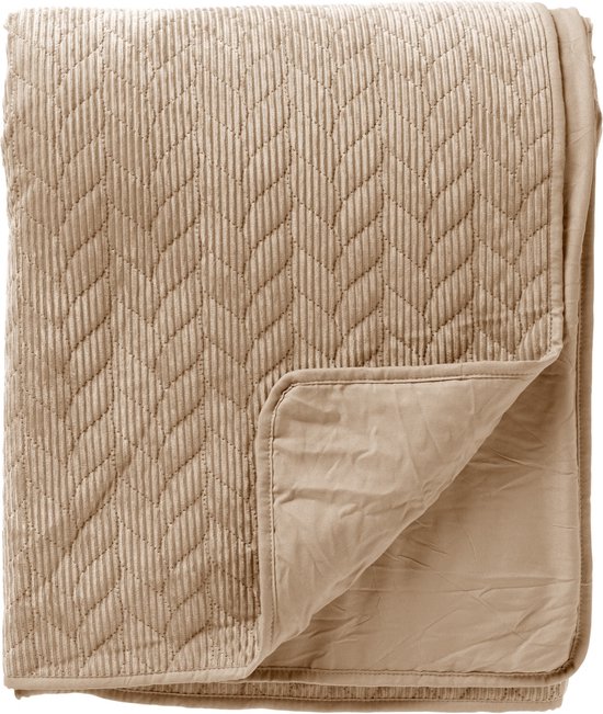Dutch Decor Sprei Noraly - Textiel - Lichtbruin - 240x260 cm - Ribstof - Woonexpress