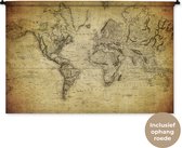 Wandkleed Eigen Wereldkaarten - Historische wereldkaart vintage oud Wandkleed katoen 150x100 cm - Wandtapijt met foto