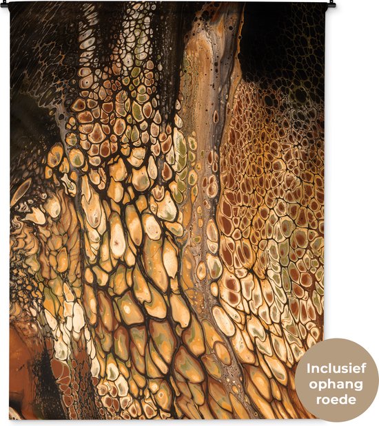 Tenture murale - Tissu mural - Peinture acrylique - Marron - Abstrait - 150x200 cm - Tapisserie
