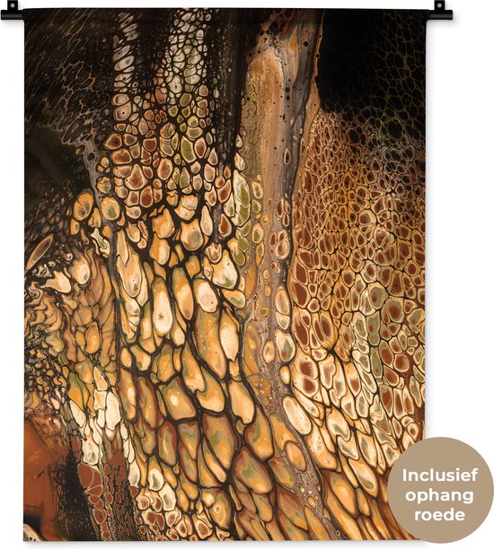 Tenture murale - Tissu mural - Peinture acrylique - Marron - Abstrait - 60x80 cm - Tapisserie