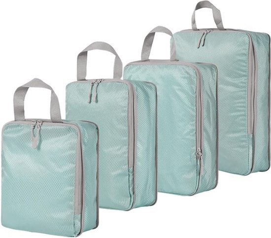 Foto: 4 delige compressieverpakkingsblokjesset voor koffer uitbreidbare reisbagage opbergzakken organisator voor reisaccessoires meerblauw 