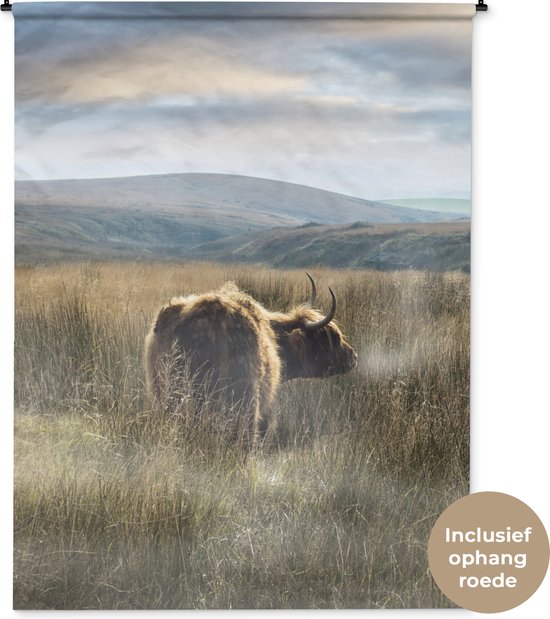 wandkleed-wanddoek-schotse-hooglanders-mist-gras-150x200-cm
