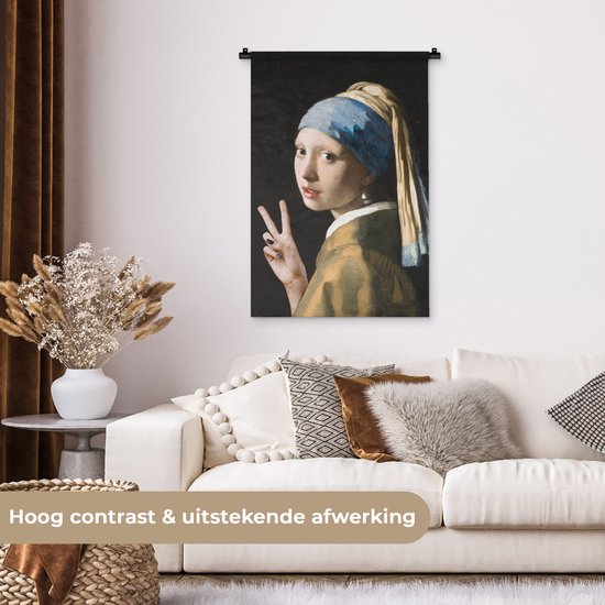 Tapisserie - Boucle d'oreille fille avec une perle - Johannes Vermeer - Paix - 60x90 cm - Tapisserie