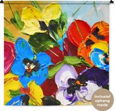 Wandkleed - Wanddoek - Olieverf - Schilderij - Bloemen - 120x120 cm - Wandtapijt