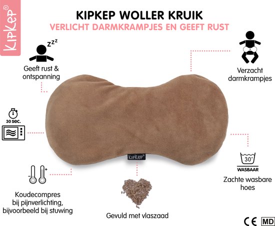 KipKep Woller Warmtekussen - Coffee - pittenzak - bij buikkrampjes - kruik - onrust - huilbaby - bruin — afbeelding 2