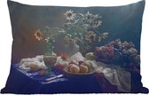 Buitenkussens - Tuin - Stilleven - Druiven - Zonnebloemen - Fruit - Kunst - Schilderij - 50x30 cm