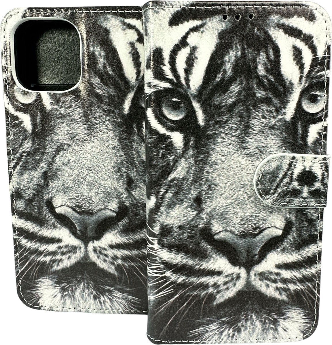 Portemonnee Book Case Hoesje Geschikt voor: iPhone 13 - Tiger Print