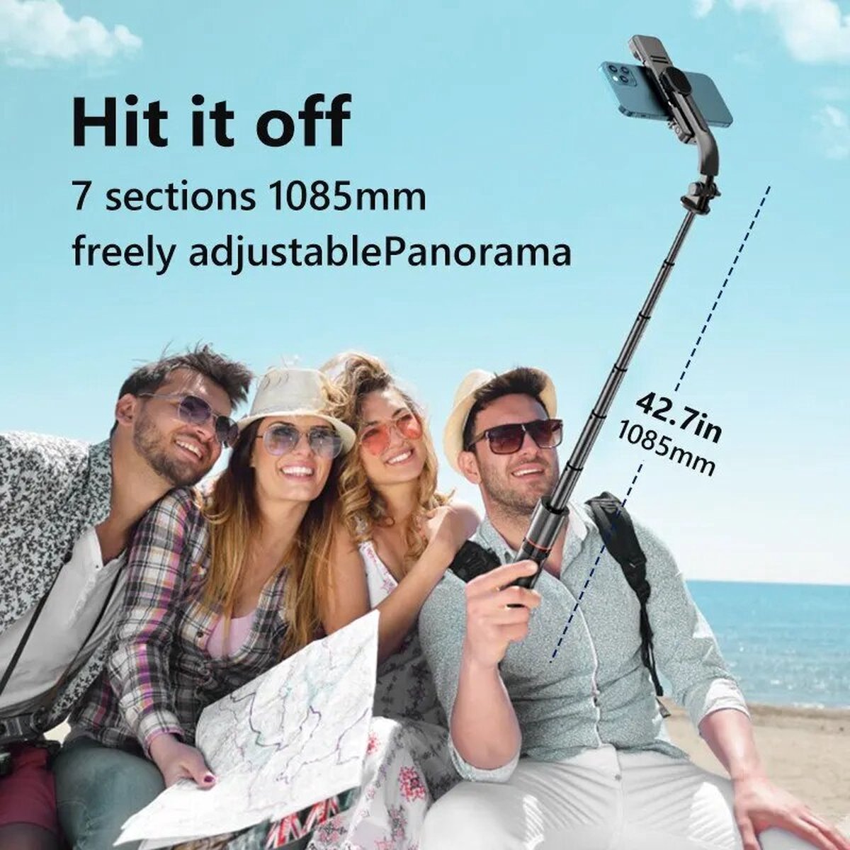 INRAM-L12d Opvouwbare Draadloze Bluetooth Selfie Stick Tripod met Remote Shutter, Mini Trepied, Verzameling, Isolatie Trip