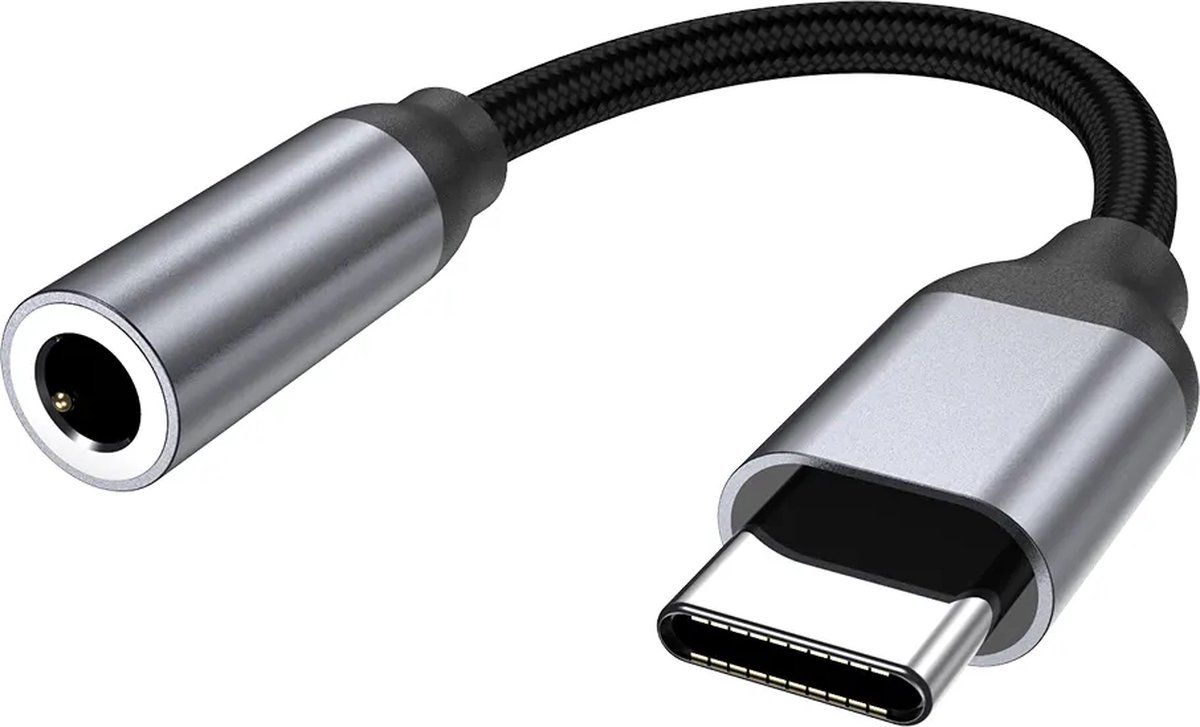 Qost - USB C naar Aux adapter - USB C naar Headphone Jack - USB C naar Aux 3,5 mm Jack - Compatibel met Galaxy S23 Ultra, S23+, S23, S22 iPad Pro/Air/Mini 2021 MacBook Pro 2021 Huawei P40/ P30 enz.(Zilver)