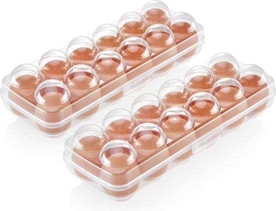 2x eierdoos voor 12 eieren - eieropslag - eierhouder voor de koelkast - eierhouder