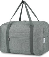 Cabinetas, 40 x 20 x 25 cm, handbagage voor vliegtuig, opvouwbare reistas voor dames, weekendtas, 20 L, grijs