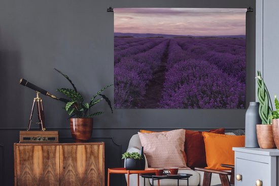 Wandkleed - Wanddoek - Lavendel - Paars - Bloemen - Natuur - 120x90 cm - Wandtapijt