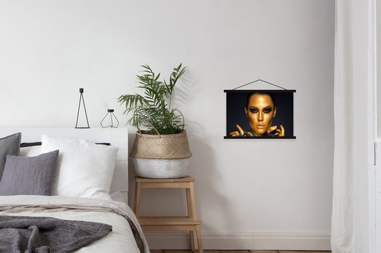 Porte-affiche avec affiche 60x40 cm - Affiche scolaire - Maquillage - Sac - Goud - Luxe - Femme - Affiche textile - Lattes noires