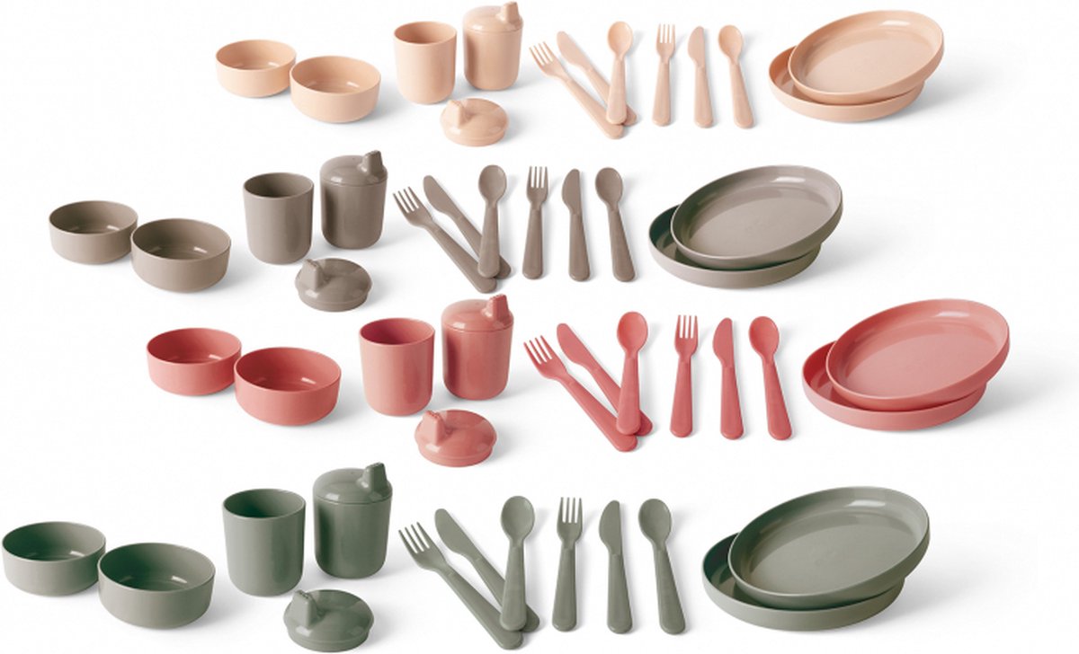Dantoy TINY Dinnertime Serviesset (56-delig) - (4 sets van 14 stuks)