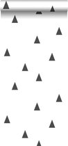 Walls4You behangpapier driehoekjes zwart wit - 935304 - 53 cm x 10,05 m
