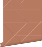 ESTAhome behangpapier grafische lijnen terracotta - 139373 - 0,53 x 10,05 m