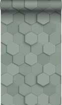 ESTAhome papier peint motif nid d'abeille 3d vert grisâtre - 139444 - 50 x 900 cm