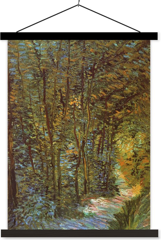 Posterhanger incl. Poster - Schoolplaat - In het bos - Vincent van Gogh - 60x80 cm - Zwarte latten