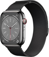 Milanese band zwart geschikt voor Apple Watch 1/2/3/4/5/6/7/8/9/SE - 38/40/41 MM - magnetisch