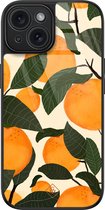 Casimoda® hoesje - Geschikt voor iPhone 15 - Orange Garden - Luxe Hard Case Zwart - Backcover telefoonhoesje - Multi