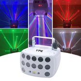 YPE x YourPartyEquipment - Effet de lumière disco - Lampe disco - Lumière disco - Laser de fête - Lumière Butterfly Derby 3 en 1 - LED, Lasers et Stroboscope - Télécommande, contrôle du son et prise en charge DMX