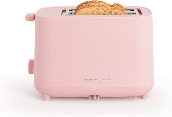 CREATE- Broodrooster van 750 W, Met beveiligingssysteem, Zes vermogensniveaus, Pastel roze - TOAST STUDIO